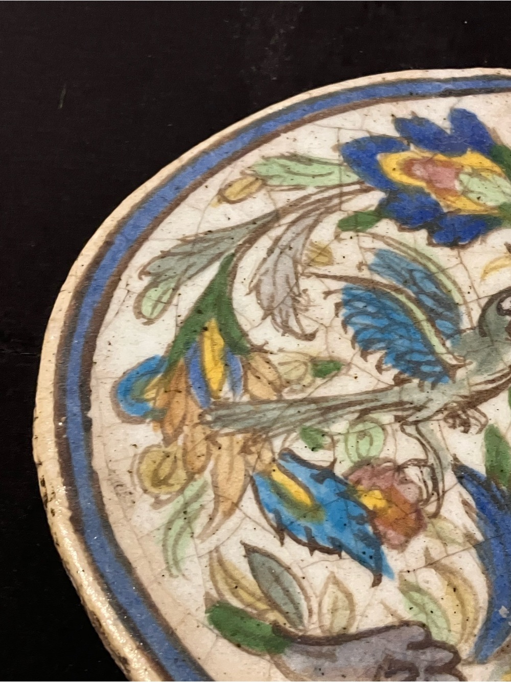 Persian Iznik Oval Polychrome Glazed Bird Tile - Picture 4 of 9